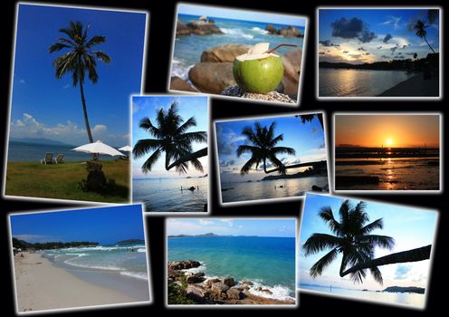 Collage of summer beach in Thailand