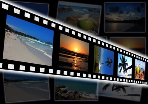 film strip with sea photos