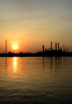 Sunrise scene of Oil refinery, Bangkok, Thailand