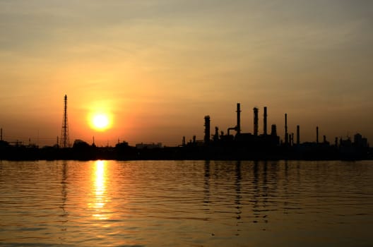 Sunrise scene of Oil refinery, Bangkok, Thailand