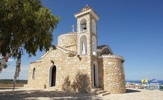 Beautiful orthodox church Profitis Ilias, located close to Protaras, Cyprus, South Europe