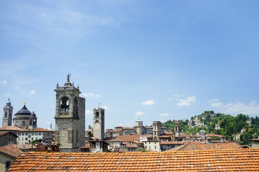 A View over Bergamo Citta Alta (the old upper town of Bergamo), Lombardy, Italy.