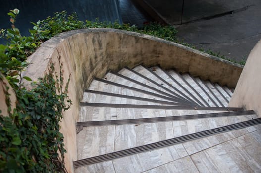 curve staircase architecture decorate with plant