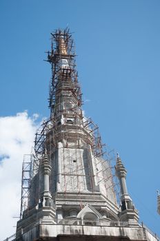 construction of chedi at tiger cave temple in krabi, thailand