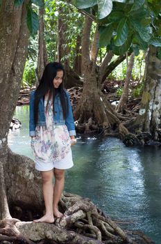 healthy asian woman portrait in beautiful nature scene