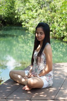 meditation asian woman in beautiful nature