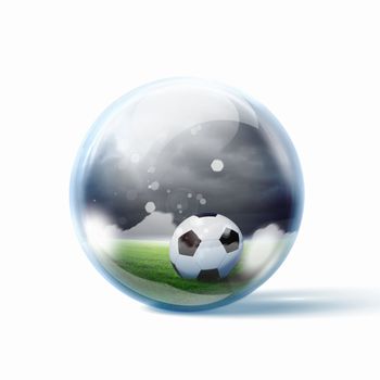 Black and white football or soccer ball, colour illustration