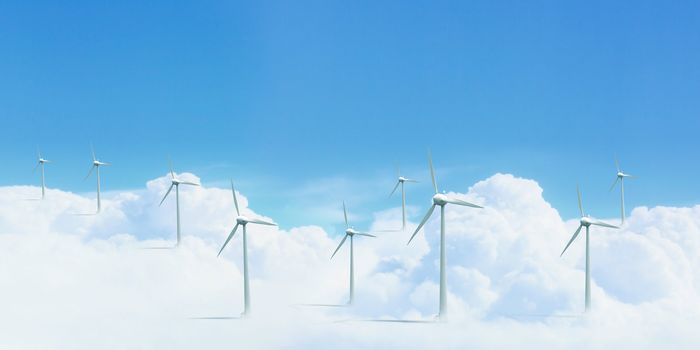 the Alternative energy. Group of energy-producing windmills
