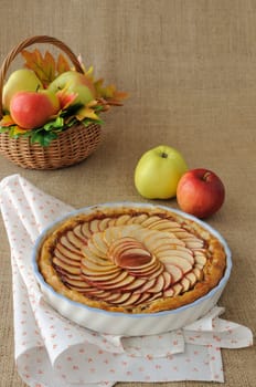 Tart with jam and apple