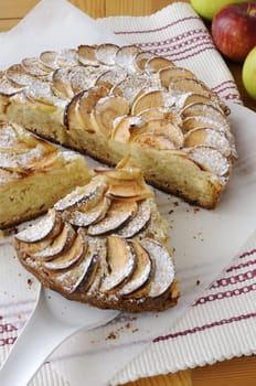 Cottage cheese and apple pie with apples and cinnamon