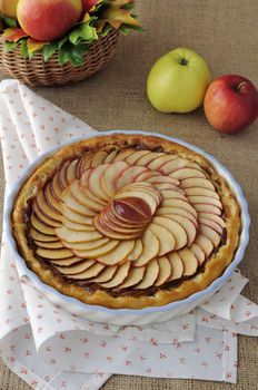 Tart with jam and apple