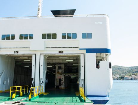 hangar on a ferry for cars