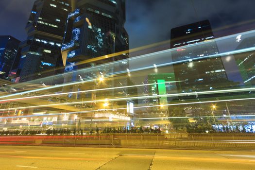 Traffic in Hong Kong at night