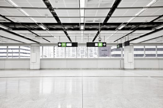 Wide angle view of modern metro station 