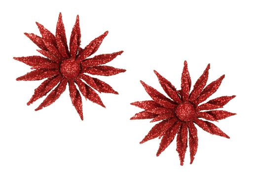 Red christmas decoration flower isolated on white