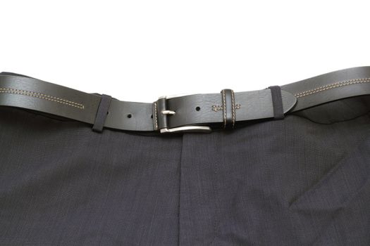 detail of pants and elegant leather belt