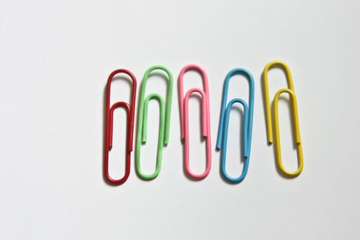 paperclips on white background