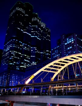 Cityscape at night in Bangkok, Thailand