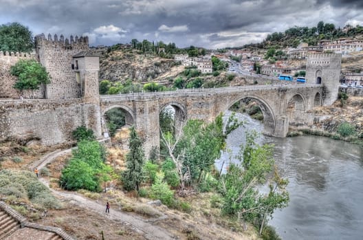 HDR image of Toledo city's bridge