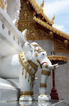 Statue of the Elephant in the Buddhist Temple in Chiang Rai, Thailand