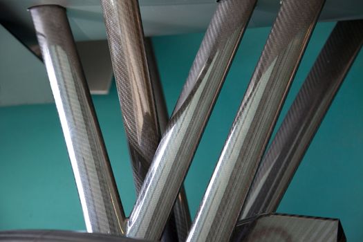 closeup of the strut part of a racing car 