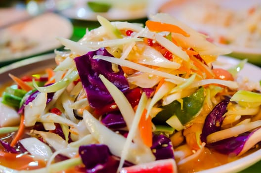 thai spicy papaya salad , mixed seafood