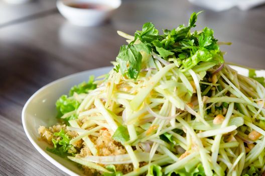 Crispy catfish salad with green mango and vegetable