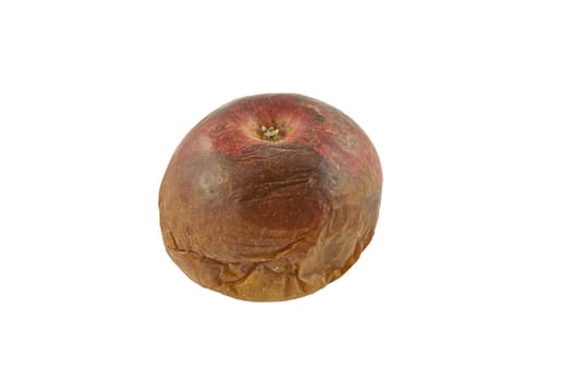 Closeup of a rotten apple isolated on white