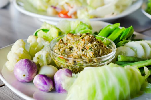 Sour and spicy mushroom chili sauce with vegetable