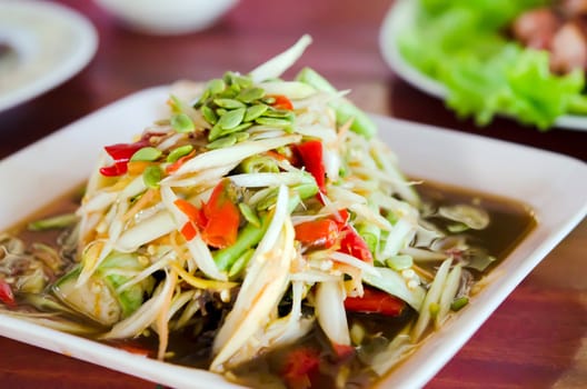 favorite Thai cuisine , spicy papaya salad 