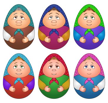 Dolls matreshka, Russian traditional national wooden dolls, set