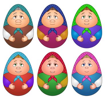 Dolls matreshka, Russian traditional national wooden dolls, set