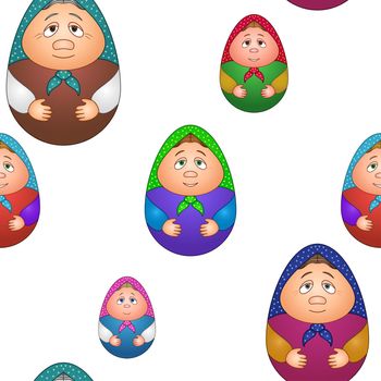  seamless background, Russian traditional national wooden dolls matreshka