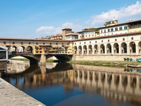 Ponte Vechio bridge on the river Arno in Italy