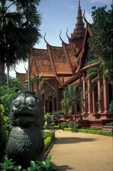 Russet red colored pavilion housing the National Museum of Cambodia