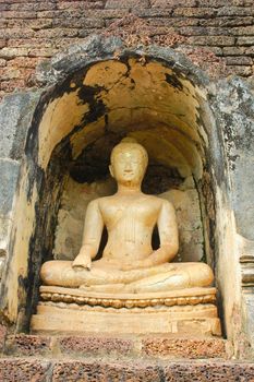 Sculpture of ruin buddha in Sukhothai, Thailand