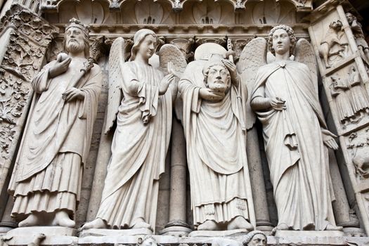 Detail of gothic Cathedral of Notre Dame in Paris