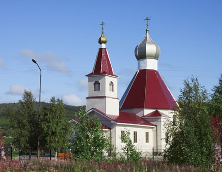 The Church of the Nativity of St. John the Baptist in the city of Kandalaksha. The North Of Russia. Murmansk region