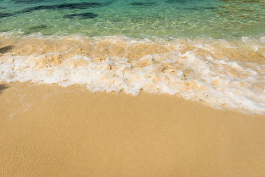 Beautiful beach on the gulf of Rayong, Thailand, taken on a sunny day.