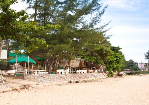 The restaurant next to the beach in southern Thailand.