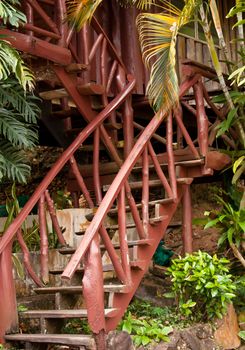 Wood staircase painted brown. For a natural home.