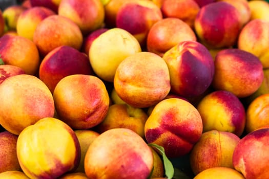 Bunch of fresh peaches background