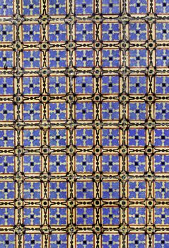 Antique tiles from Portugal, detail of a wall in the city of Braga