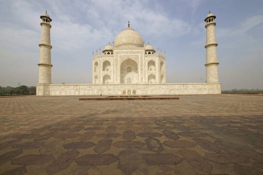 Taj Mahal. Iconic white marble mausoleum in Agra, Uttar Pradesh, India
