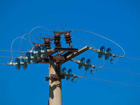 electric power lines and the post