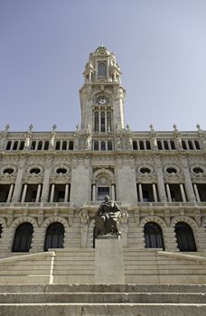 Porto City Hall, detail of the main facade of the City of port, tourism