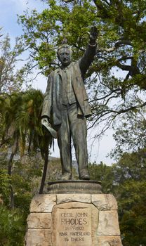 Statue of Cecil Rhodes in Company Gardens in Cape Town, South Africa.