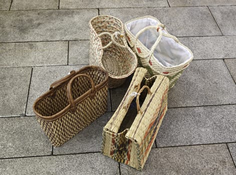 Wicker baskets, four baskets detail
