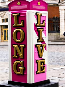 pink love telephone box in Covent garden