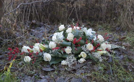 autumn with flower arangement in the forest